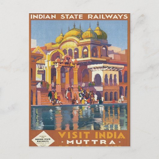 Vintage Muttra Mathura Indien Postkarte (Vorderseite)