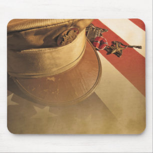 Vintage-Mütze, Flagge, Medaille Veterans Day-Mausp Mousepad
