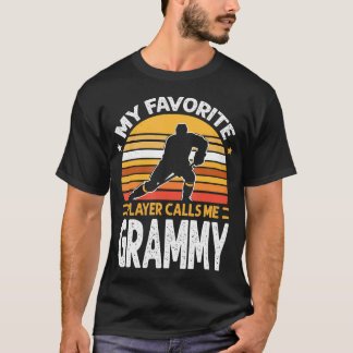 Vintage My Favorite Player Calls Me Grammy Hockey  T-Shirt