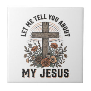 Vintage My Jesus Floral Cross Christliches T-Shirt Fliese