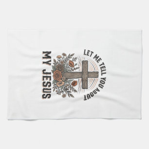 Vintage My Jesus Floral Cross Christliches T-Shirt Geschirrtuch