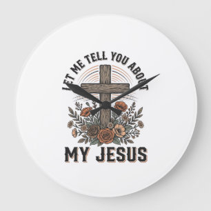 Vintage My Jesus Floral Cross Christliches T-Shirt Große Wanduhr