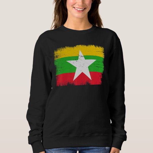 Vintage Myanmar Flag Burmese Independence Day Sweatshirt (Vorderseite)