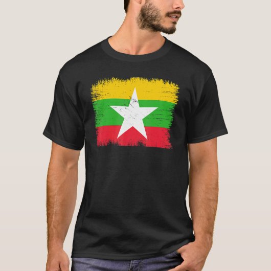 Vintage Myanmar Flag Burmese Independence Day T-Shirt (Vorderseite)