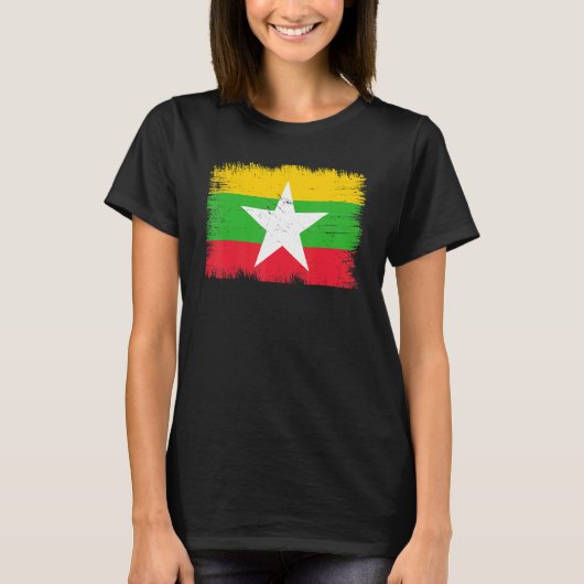 Vintage Myanmar Flag Burmese Independence Day T-Shirt (Vorderseite)