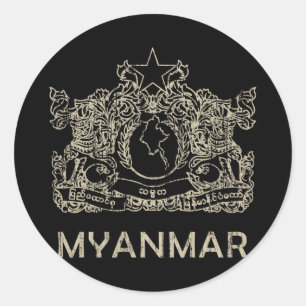Vintage Myanmar Runder Aufkleber