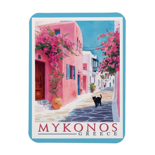 Vintage Mykonos, Griechisch Magnet (Vertikal)