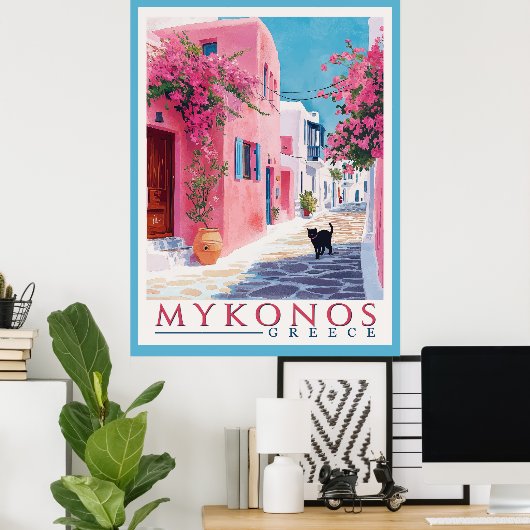Vintage Mykonos, Griechisch Poster (Heimbüro)