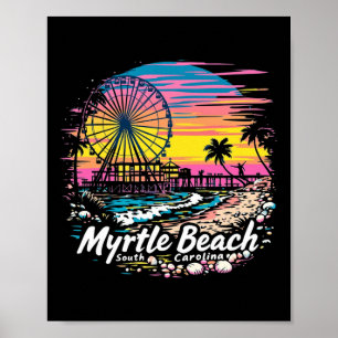 Vintage Myrtle Beach South Carolina Sonnenuntergan Poster