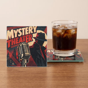 Vintage-Mystery-Theater-Radio-Detektiv Glasuntersetzer