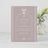 Vintage Mystical Moon Night Monogram Wedding Einladung (Stehend Vorderseite)