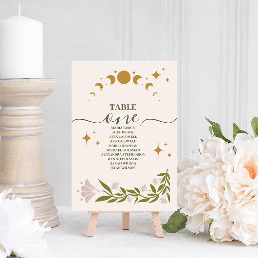 Vintage mystische botanische Hochzeit Tischnummer