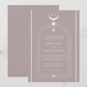 Vintage Mystische Mondnacht Monogramm-Hochzeit Einladung