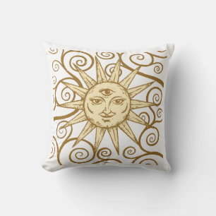 Vintage Mystische Sonne mit drittem Auge Kissen
