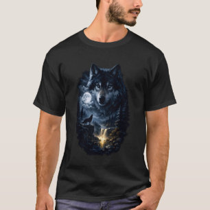 Vintage Mystischer Wolf Heulender Mond Wildtier Ti T-Shirt