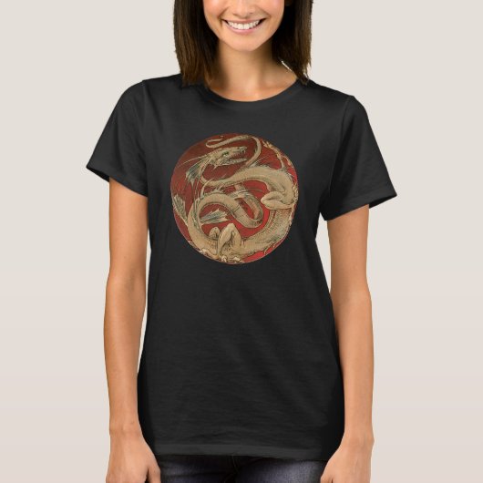 Vintage Mythologie, antiker Goldener Drache T-Shirt (Vorderseite)
