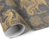 Vintage Mythologie-Fantasie-Drache-Tapete Geschenkpapier (Rolleneckpunkt)