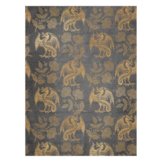 Vintage Mythologie-Fantasie-Drache-Tapete Tischdecke (Vorderseite)