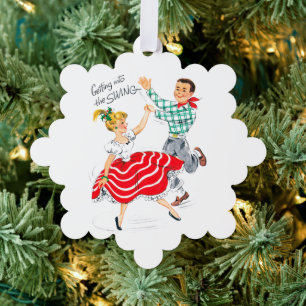 Vintage Nachricht "Retro Couple" Ornament Karte