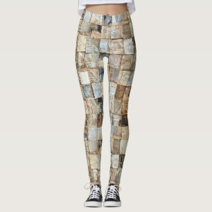 Vintage Nachrichtenpapier- und Pergament-Collage Leggings