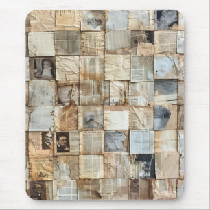 Vintage Nachrichtenpapier- und Pergament-Collage Mousepad