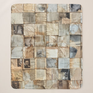 Vintage Nachrichtenpapier- und Pergament-Collage Sherpadecke