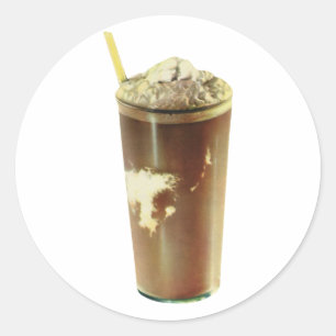 Vintage-Nachspeise, Schokoladen-Shake und Schlagsa Runder Aufkleber