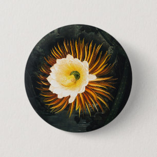 Vintage Nachtblühender Cereus Gothic Art Button