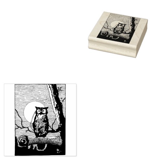 Vintage Nachtkeule zeichnend Gummistempel (Stempel)