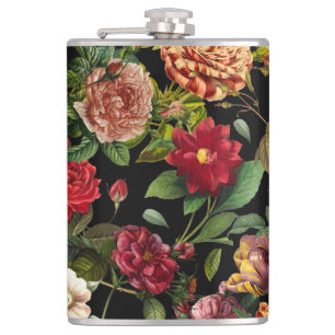 Vintage nächtliche Blumenmuster Flachmann