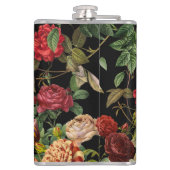 Vintage nächtliche Blumenmuster Flachmann (Rückseite)
