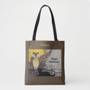 Vintage Nachtschwärmerei auf dem Zweigmond Tasche