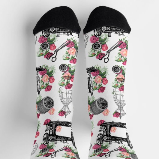 Vintage Näh- und Rose-Socken Socken (Oben)