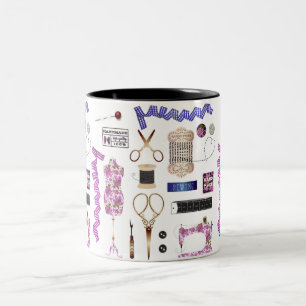 Vintage-Näh- und Schneiderdekor Zweifarbige Tasse