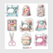 Vintage Nähelemente Aufkleber (Blatt)