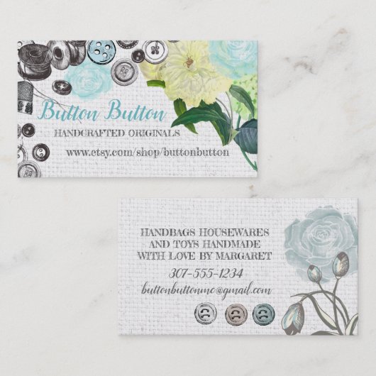 Vintage nähende Begriffsnäherin-Geschäftskarte Visitenkarte (Vorne/Hinten)