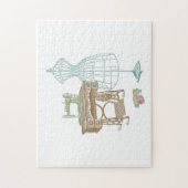 Vintage NähIllustration des antiken Dressmaker Kit Puzzle (Vertikal)