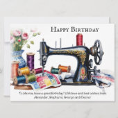 Vintage Nähmaschine Cotton Rollen glücklich Geburt Karte (Vorderseite)