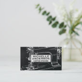 Vintage Nähmaschine | Hintergrund Visitenkarte (Stehend Vorderseite)