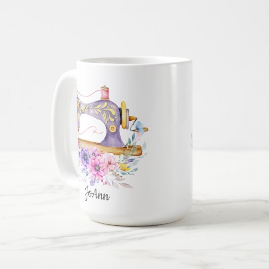 Vintage Nähmaschine Kaffeetasse (Vorderseite Links)