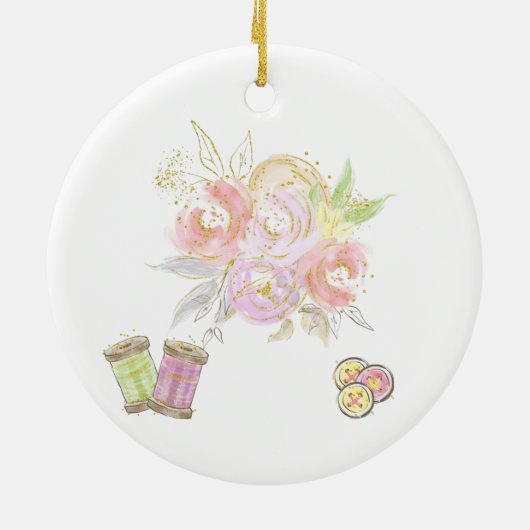 Vintage Nähmaschine Keramik Ornament (Hinten)