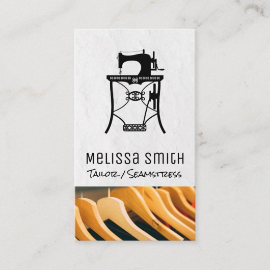 Vintage Nähmaschine | Kleiderhanger Visitenkarte (Vorderseite)