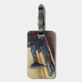 Vintage Nähmaschine mit Blumenmotiv Gepäckanhänger (Rückseite vertikal)