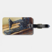 Vintage Nähmaschine mit Blumenmotiv Gepäckanhänger (Rückseite horizontal)