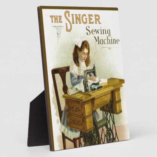 Vintage Nähmaschine mit Mädchen Fotoplatte (Seite)