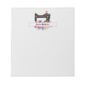 Vintage Nähmaschine Personalisiert Notizblock (Vorderseite)