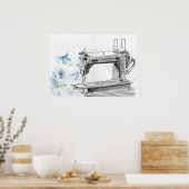 Vintage Nähmaschine. Poster (Küche)