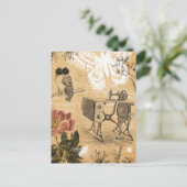 Vintage Nähmaschine Postkarte (Stehend Vorderseite)