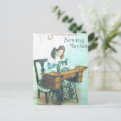 Vintage Nähmaschine Postkarte (Stehend Vorderseite)