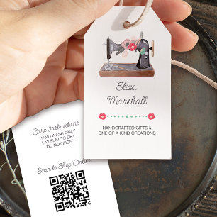 Vintage Nähmaschine - QR-Produkt Geschenkanhänger